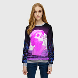 Свитшот женский Vaporwave Skull Психоделика, цвет: 3D-меланж — фото 2