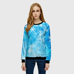 Свитшот женский Новогодние снежинки, цвет: 3D-черный — фото 2