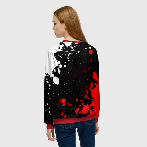 Женский свитшот Алиса брызги красок белый - красный / 3D-Красный – фото 4