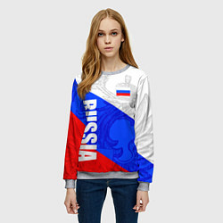 Свитшот женский RUSSIA - SPORTWEAR - ТРИКОЛОР, цвет: 3D-меланж — фото 2