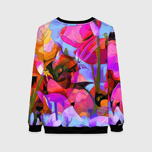 Женский свитшот Красочный летний цветочный паттерн Summer color pa / 3D-Черный – фото 2