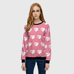 Свитшот женский Орнамент сердце кот, цвет: 3D-черный — фото 2