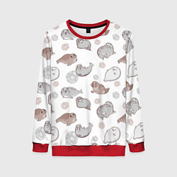 Свитшот женский Милые тюлени, цвет: 3D-красный