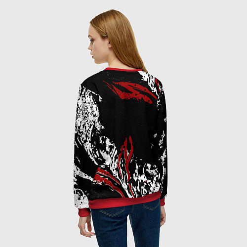 Женский свитшот BERSERK BLACK MASK - БЕРСЕРК ЧЁРНАЯ МАСКА / 3D-Красный – фото 4