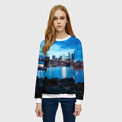 Свитшот женский Закат в мегаполисе, цвет: 3D-белый — фото 2