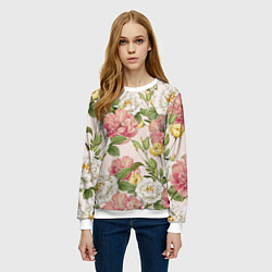 Свитшот женский Цветы Английские Розы, цвет: 3D-белый — фото 2