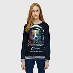 Свитшот женский Корги Космонавт Corgi Space Dog, цвет: 3D-меланж — фото 2