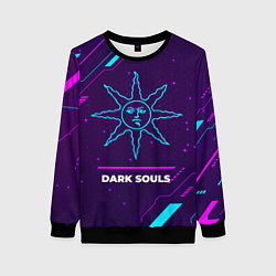 Свитшот женский Символ Dark Souls Sun в неоновых цветах на темном, цвет: 3D-черный