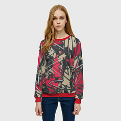 Свитшот женский Камуфляжный паттерн, цвет: 3D-красный — фото 2