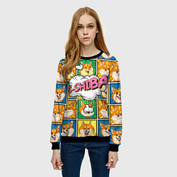 Свитшот женский Pop art shiba inu, цвет: 3D-черный — фото 2