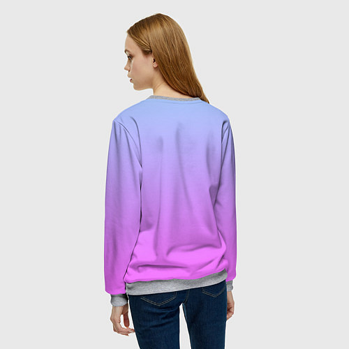 Женский свитшот Голубо-розовый градиент / 3D-Меланж – фото 4