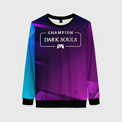 Свитшот женский Dark Souls Gaming Champion: рамка с лого и джойсти, цвет: 3D-черный