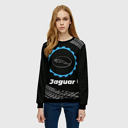 Свитшот женский Jaguar в стиле Top Gear со следами шин на фоне, цвет: 3D-черный — фото 2