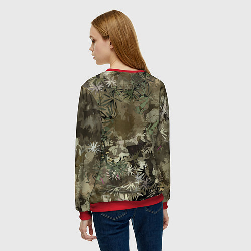 Женский свитшот Сова на абстрактном коричневом фоне / 3D-Красный – фото 4