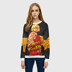 Свитшот женский Кен Мастерс - Street Fighter, цвет: 3D-белый — фото 2