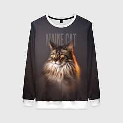 Свитшот женский Maine cat, цвет: 3D-белый