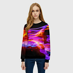 Свитшот женский Abstract colorful waves, цвет: 3D-черный — фото 2