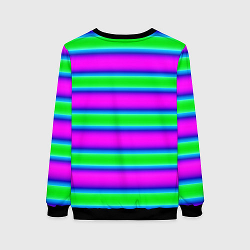 Женский свитшот Зеленый и фиолетовые яркие неоновые полосы striped / 3D-Черный – фото 2