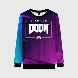Свитшот женский Doom Gaming Champion: рамка с лого и джойстиком на, цвет: 3D-черный