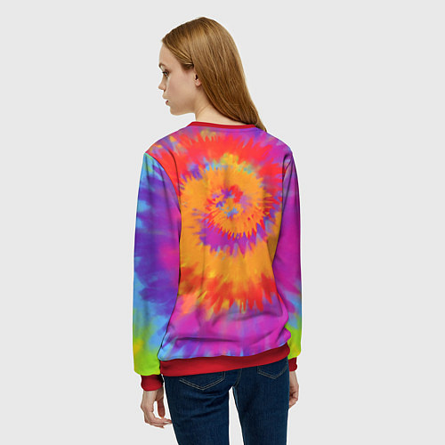 Женский свитшот Тай дай в радуге / 3D-Красный – фото 4
