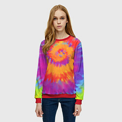 Свитшот женский Тай дай в радуге, цвет: 3D-красный — фото 2