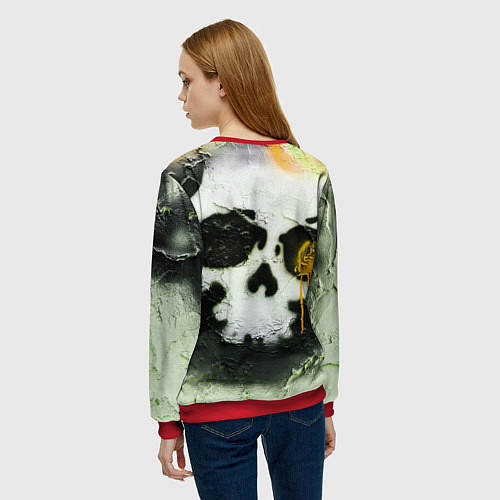 Женский свитшот Череп на поверхности в красках - Жёлтый / 3D-Красный – фото 4