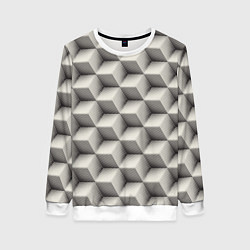 Свитшот женский 3D Куб Оптическая иллюзия 3D Cube, цвет: 3D-белый