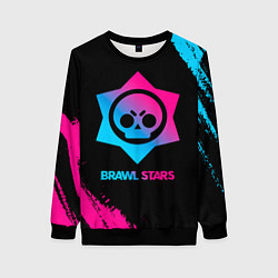 Свитшот женский Brawl Stars Neon Gradient, цвет: 3D-черный