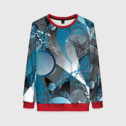 Женский свитшот Абстрактный серо-синий принт