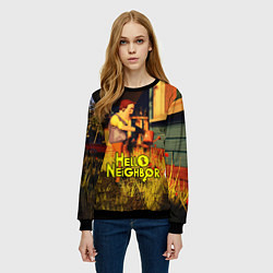 Свитшот женский Hello Neighbor Привет сосед Сосед поливает, цвет: 3D-черный — фото 2
