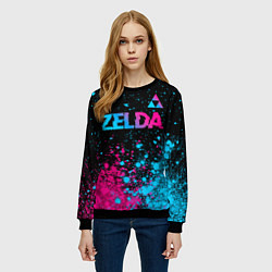 Свитшот женский Zelda Neon Triforce, цвет: 3D-черный — фото 2