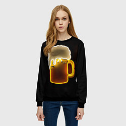 Свитшот женский Неоновое пиво - Жёлтый, цвет: 3D-черный — фото 2