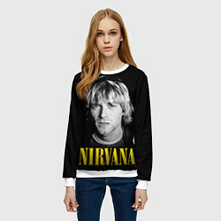 Свитшот женский Nirvana - Kurt Donald Cobain, цвет: 3D-белый — фото 2