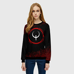 Свитшот женский Символ Quake и краска вокруг на темном фоне, цвет: 3D-черный — фото 2