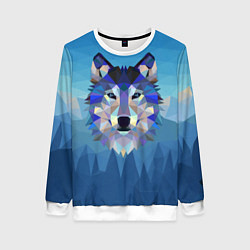 Свитшот женский Лоу Поли Волк Арт, цвет: 3D-белый
