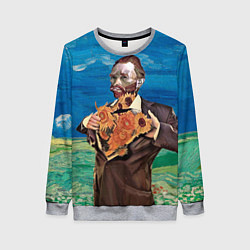 Свитшот женский Ван Гог портрет с Подсолнухами, цвет: 3D-меланж