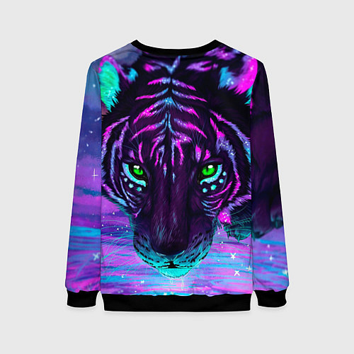 Женский свитшот Светящийся неоновый тигр / 3D-Черный – фото 2