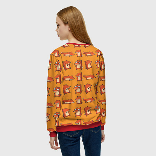 Женский свитшот Лисички - такие лисички / 3D-Красный – фото 4