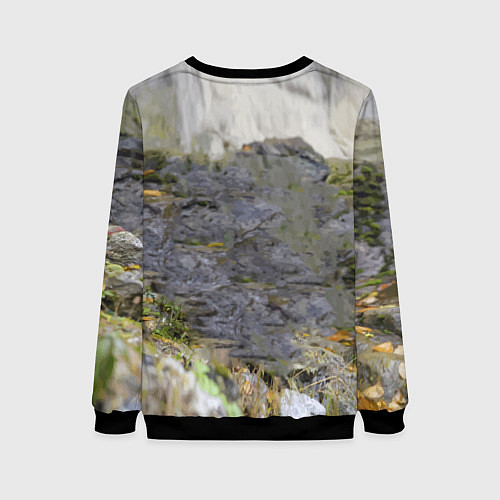Женский свитшот Снежный барс среди скал / 3D-Черный – фото 2