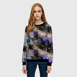 Свитшот женский Полигональный абстрактный: бежевый, коричневый, си, цвет: 3D-черный — фото 2