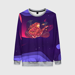 Свитшот женский ROCK - Гитарист играет в космосе на гитаре, цвет: 3D-меланж