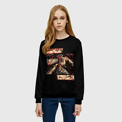 Свитшот женский Взгляды Макимы и Пауэр - Человек бензопила, цвет: 3D-черный — фото 2