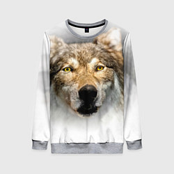 Свитшот женский Волк: зима, цвет: 3D-меланж