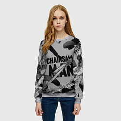 Свитшот женский Chainsaw man comix, цвет: 3D-меланж — фото 2