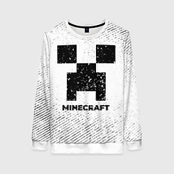 Свитшот женский Minecraft с потертостями на светлом фоне, цвет: 3D-белый