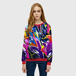 Свитшот женский Крутое экспрессивное граффити, цвет: 3D-красный — фото 2