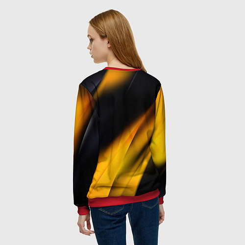 Женский свитшот Lamborghini - Жёлто-чёрный абстракция / 3D-Красный – фото 4