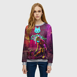 Свитшот женский Stray - cat & robot, цвет: 3D-меланж — фото 2