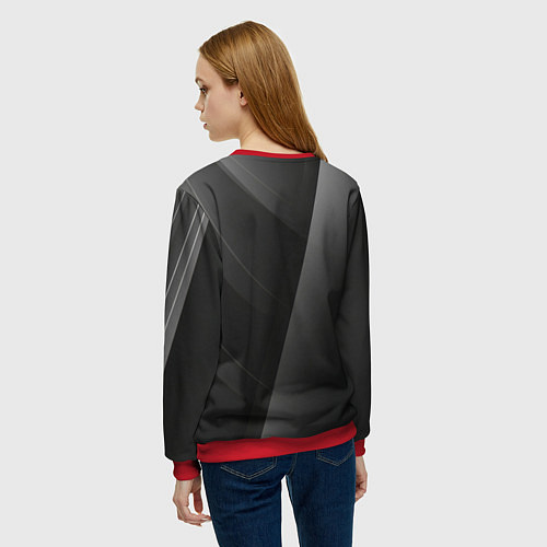 Женский свитшот Toyota - серая абстракция / 3D-Красный – фото 4