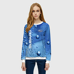 Свитшот женский Subaru - капли, цвет: 3D-белый — фото 2